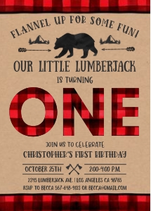 L1 - Lumberjack birthday invitation design preview