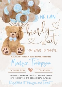 TB - Teddy bear baby shower invitation: TB - Teddy bear baby shower invitation