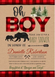 L4 - Lumberjack baby shower invitation design preview
