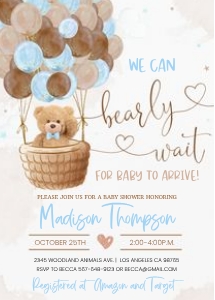 TB1 - Teddy bear baby shower invitation design preview