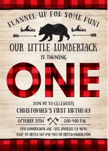 L2 - Lumberjack birthday invitation design preview
