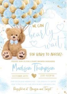 TB7 - Teddy bear baby shower invitation design preview