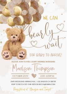TB9 - Teddy bear baby shower invitation design preview
