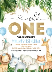 W001 - Safari wild one invitation design preview
