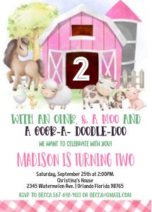 F002 - Farm birthday invitation: F002 - Farm birthday invitation