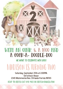 F003 - Farm birthday invitation: F003 - Farm birthday invitation