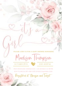 BF001 - Blush floral invitation: BF001 - Blush floral invitation