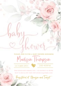 BF002 - Blush floral invitation: BF002 - Blush floral invitation