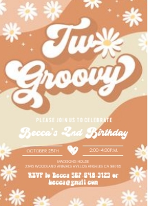 GR002 - Groovy birthday invitation design preview