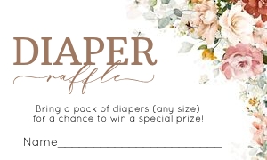GAD001 - Garden baby shower diaper raffle: GAD001 - Garden baby shower Thank you card, diaper raffle & book for baby