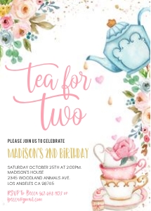 TEA001 - Tea birthday invitation: TEA001 - Tea birthday invitation