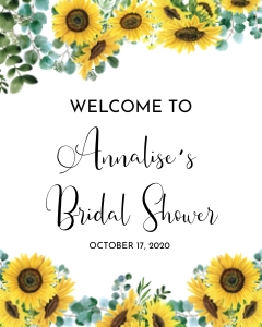 Editable Sunflower Bridal Shower Welcome Sign • Sunflowers and Green Eucalyptus • BRS001 design preview
