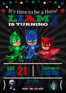 Pj Masks Birthday Invitation design preview