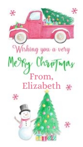 Truck and Snowman Christmas Tag design preview