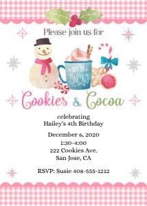 Cookies and cocoa watercolor invitation design preview