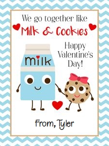 Blue milk and cookies Valentine tag: Blue milk and cookies Valentine tag