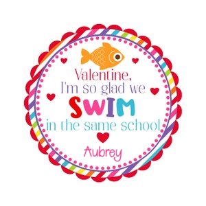 Swim in the same school circle tag design preview