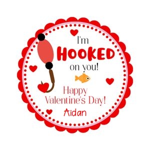 Hooked on you Valentine tag design preview