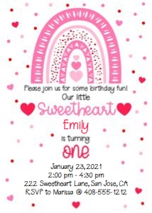 Boho rainbow little sweetheart invitation 1st design preview