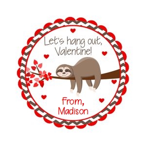 Sloth hang out Valentine tag design preview