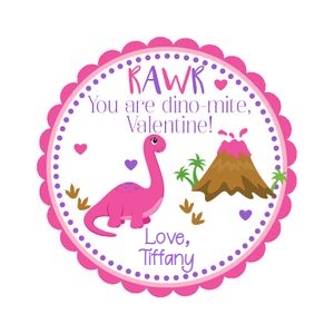 Pink dinosaur valentine tag: Pink dinosaur valentine tag
