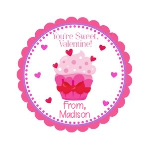 Sweet cupcake Valentine tag design preview