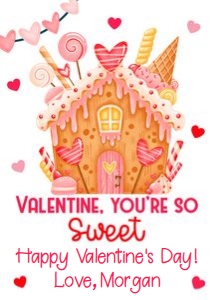 Gingerbread house Valentine tag 2.5x3.5 design preview