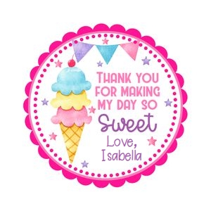 Ice cream circle birthday tag design preview
