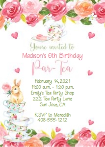 Tea party partea 5x7 invitation design preview