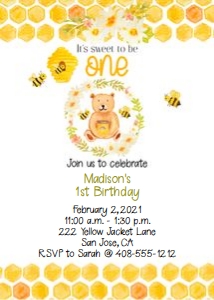 Bumble bee 1st birthday invitation: Bumble bee 1st birthday invitation