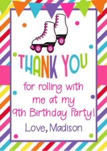 Roller Skating Rainbow 2.5x3.5 Favor Tag, RASB: Roller Skating Rainbow 2.5x3.5 Favor Tag, RASB