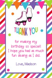 Roller Skating Rainbow 4x6 Thank You Card: Roller Skating Rainbow 4x6 Thank You Card