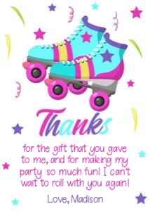 Rollerskating 5x7 thank you card rsbp: Rollerskating 5x7 thank you card rsbp