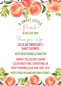 Sweet peach 5x7 baby shower invitations spbs design preview