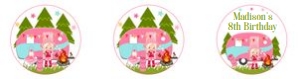 Glamping blonde cupcake toppers: Glamping brunette cupcake toppers