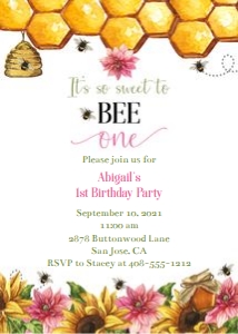 Bee birthday party invitation bebp design preview