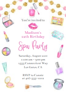 Spa makeup party invitation masp design preview