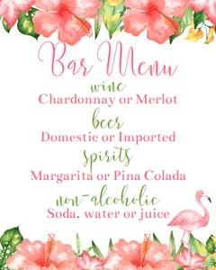 Tropical flamingo bar menu 8x10 tfbp design preview