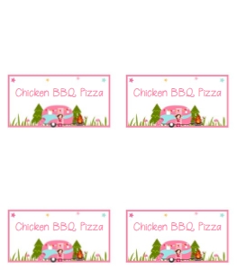 Glamping food cards: Glamping food cards