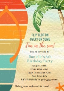 Flip flop 5x7 invitation design preview