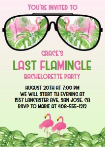 Flamingo last flamingle 5x7 invitation design preview