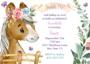 Saddle up horse invitation 5x7 design preview