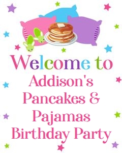Pancakes and pajamas 8x10 welcome sign design preview
