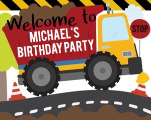 Construction dump truck 8x10 welcome sign design preview