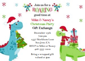 Dinosaur Christmas Invitation 5x7: Dinosaur Christmas Invitation 5x7