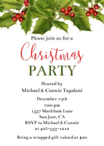 Holly Christmas Party 5x7 Invitation: Holly Christmas Party 5x7 Invitation