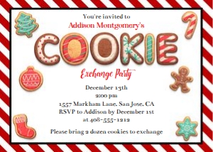 Cookie exchange 5x7 invitation: Cookie exchange 5x7 invitation