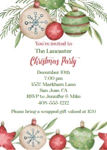 Ornament Christmas Party 5x7 invitation: Ornament Christmas Party 5x7 invitation