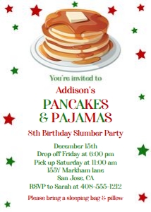 Christmas Pancakes and Pajamas 5x7 invitation: Christmas Pancakes and Pajamas 5x7 invitation