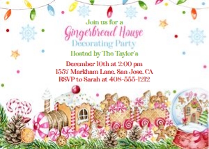 Gingerbread Train House Decorating 5x7 invitation: Gingerbread Train House Decorating 5x7 invitation